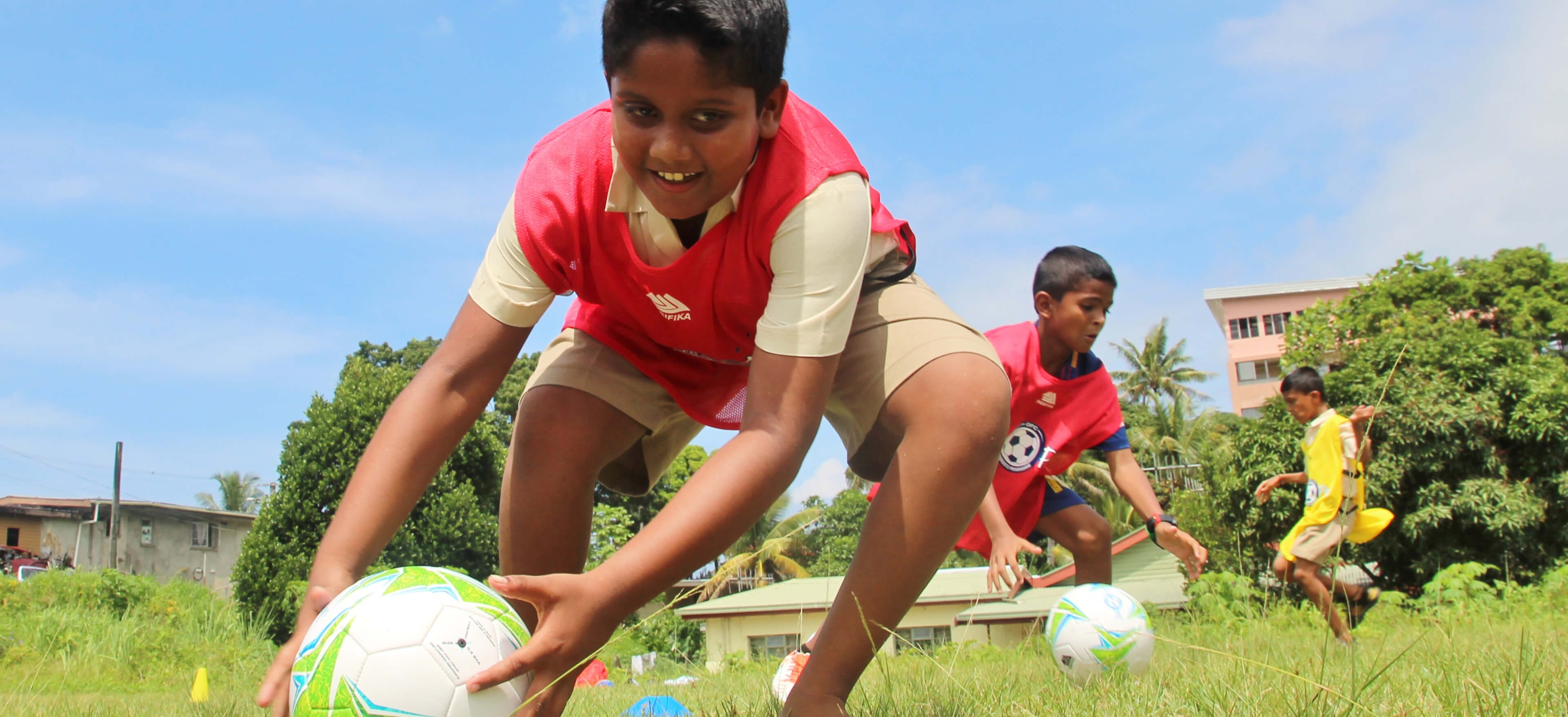 kids playing football