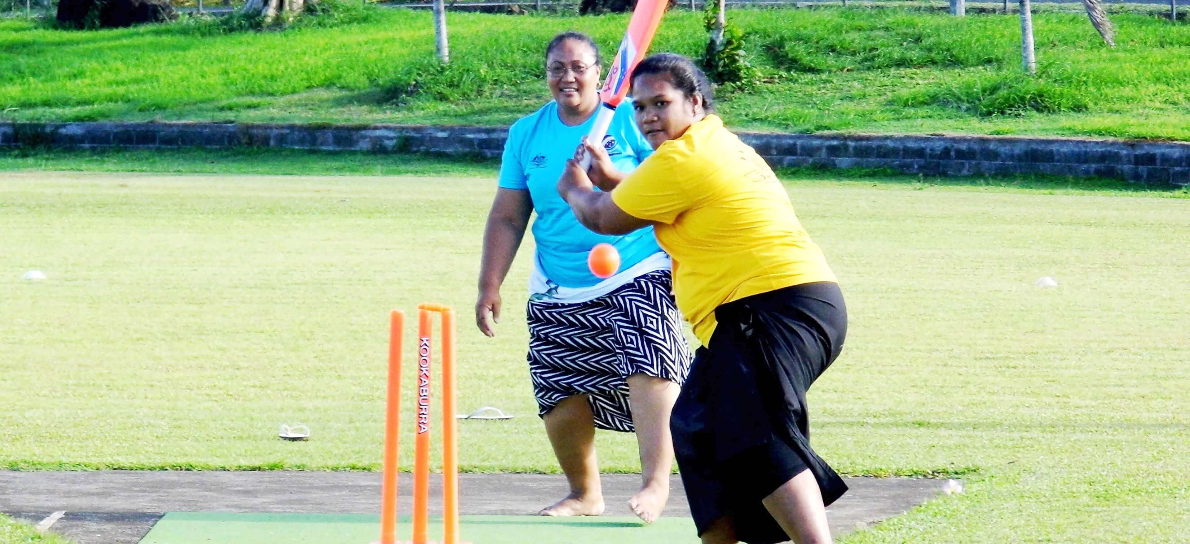 Healthy Nanas playing cricket in Samoa