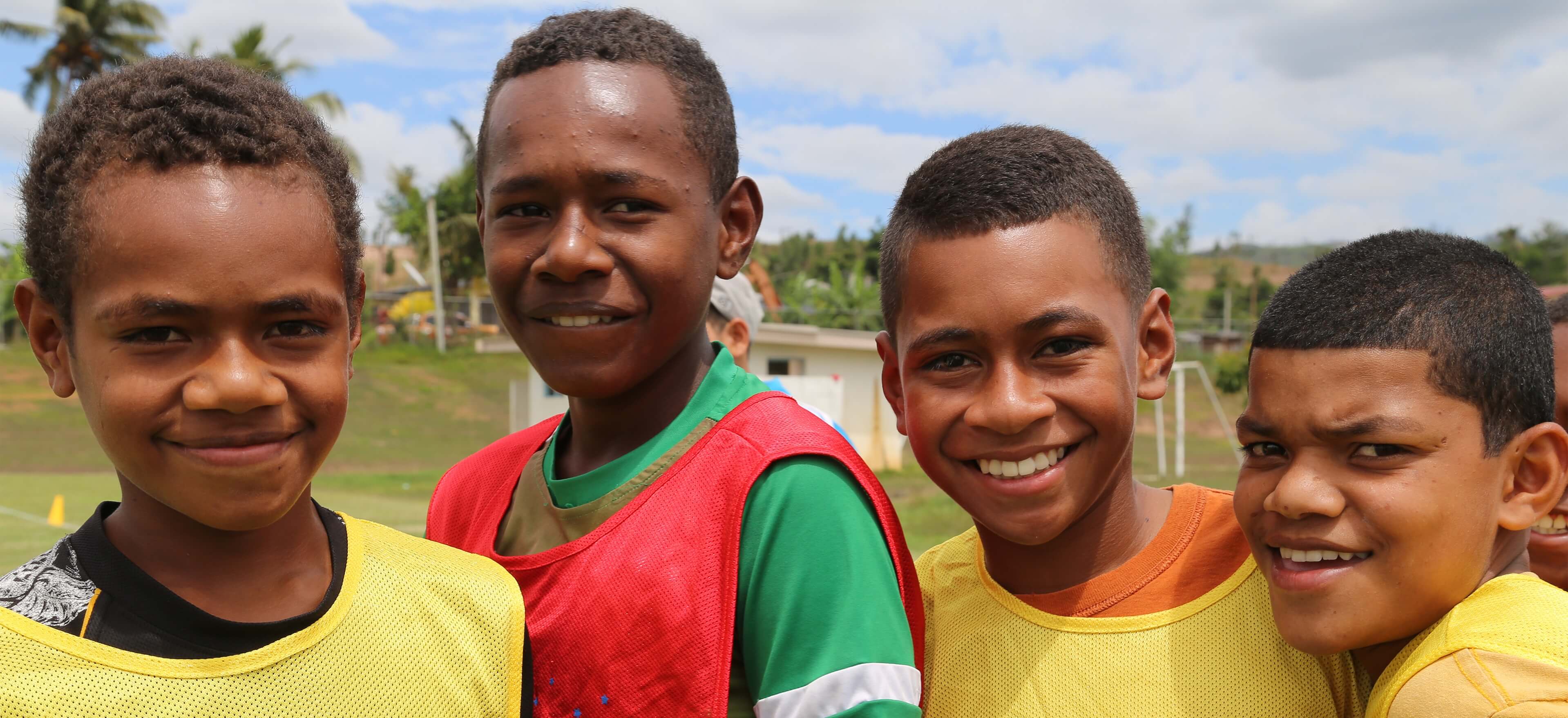 Young football players in Fiji
