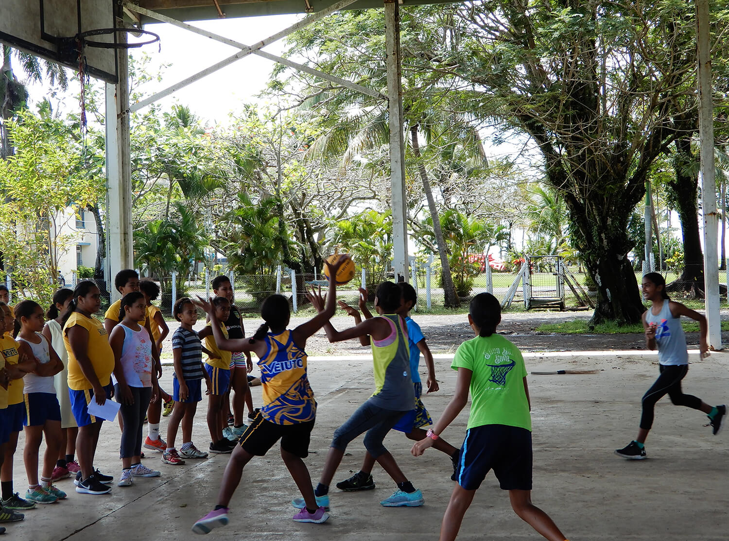 Kids playing basketball