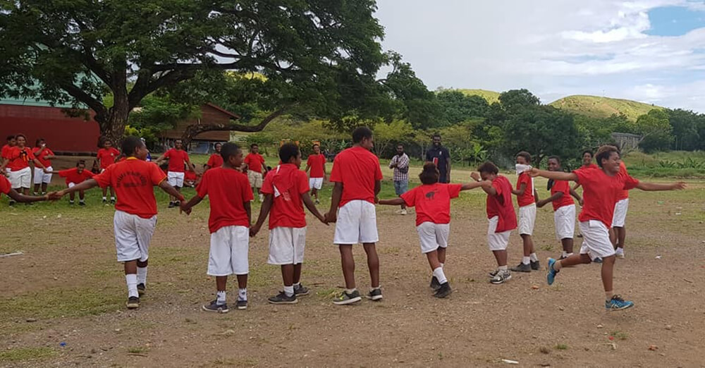 Playing football in Papua New Guinea