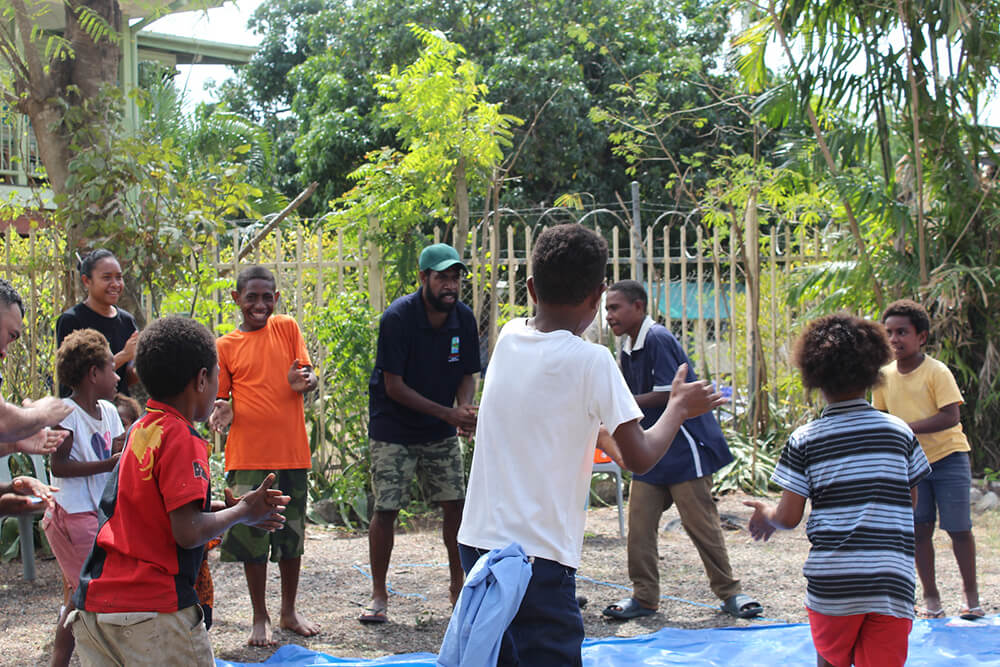 Playing football in Papua New Guinea