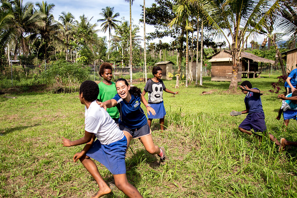 Playing football in Papua New Guinea