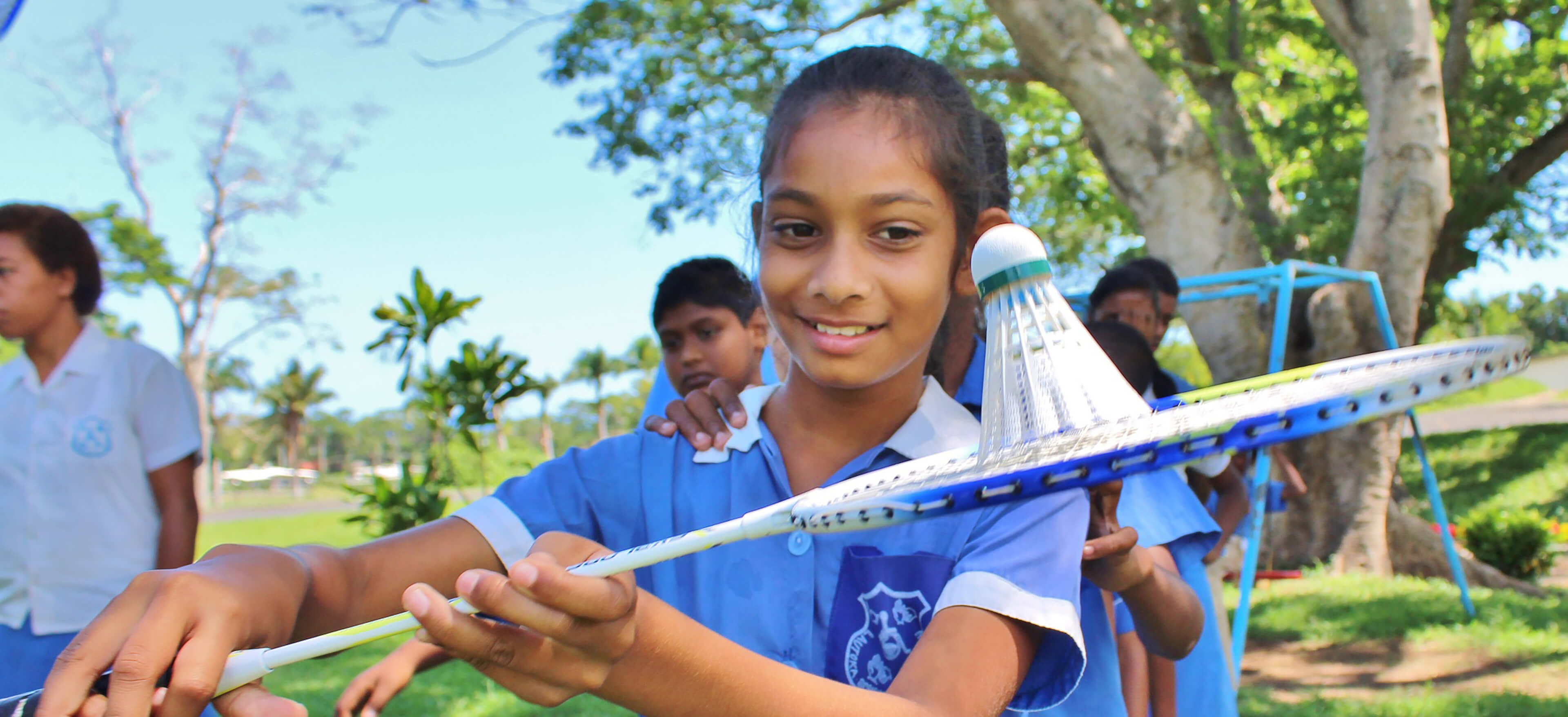 girl practicing badminton