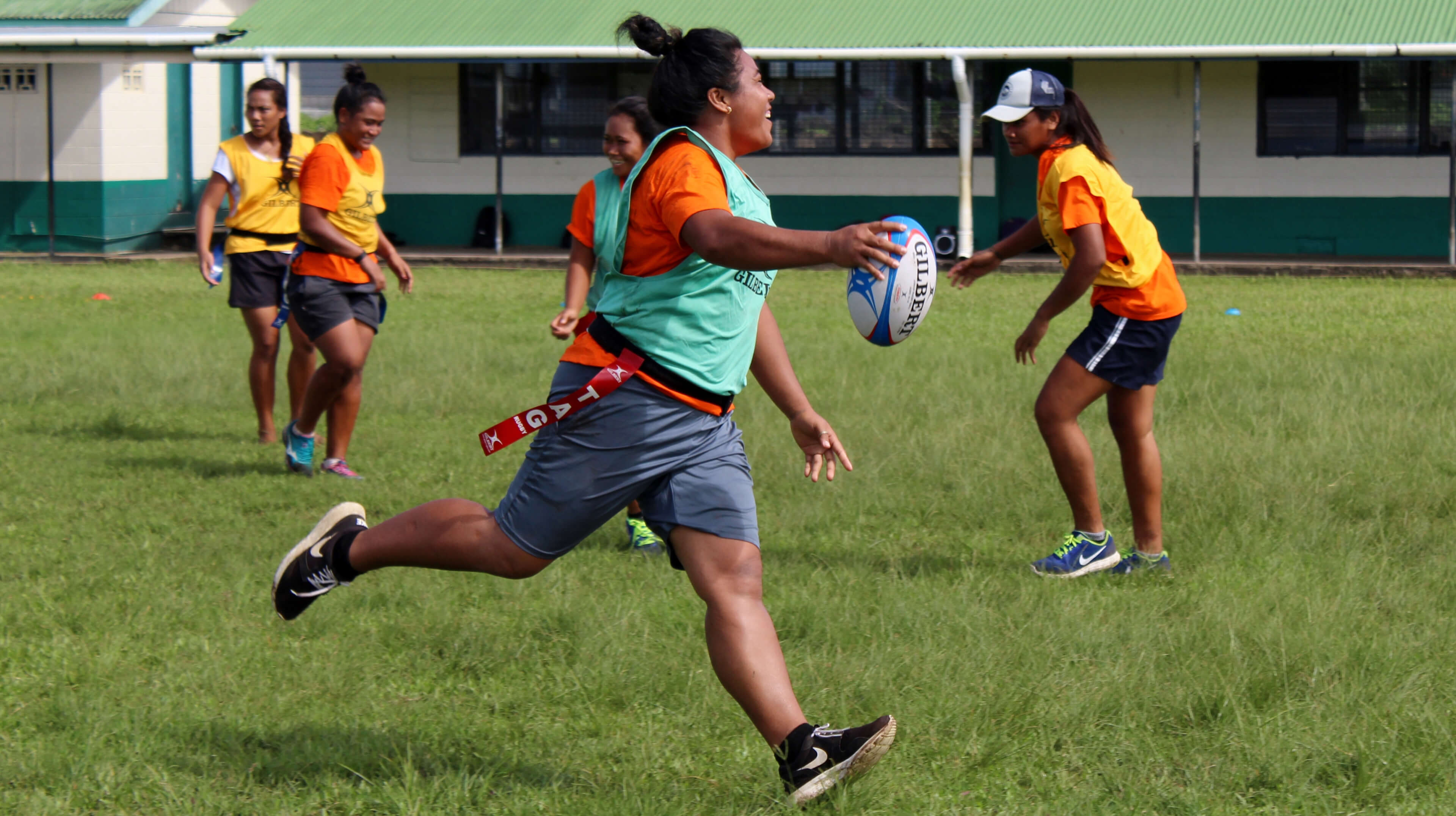 woman running in field