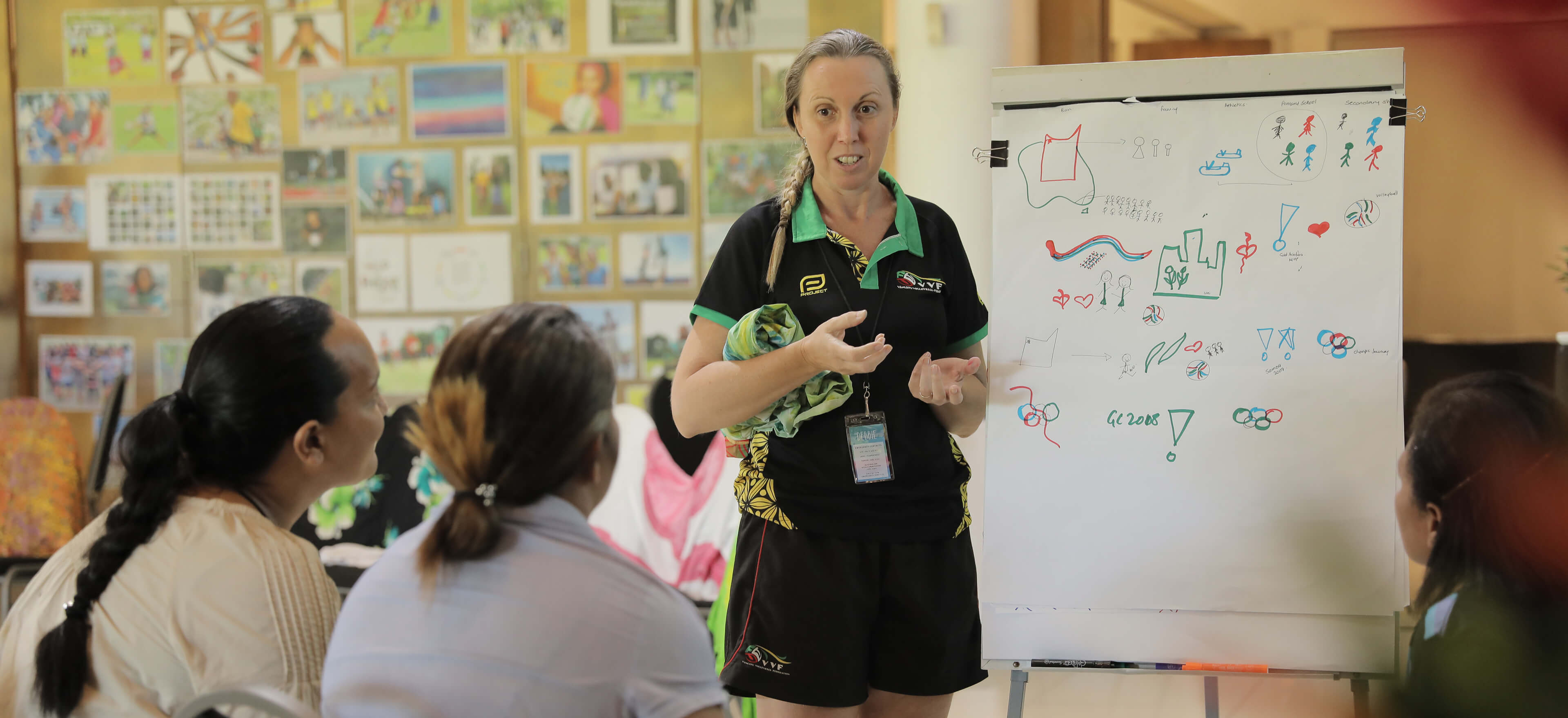 Woman front of a whiteboard