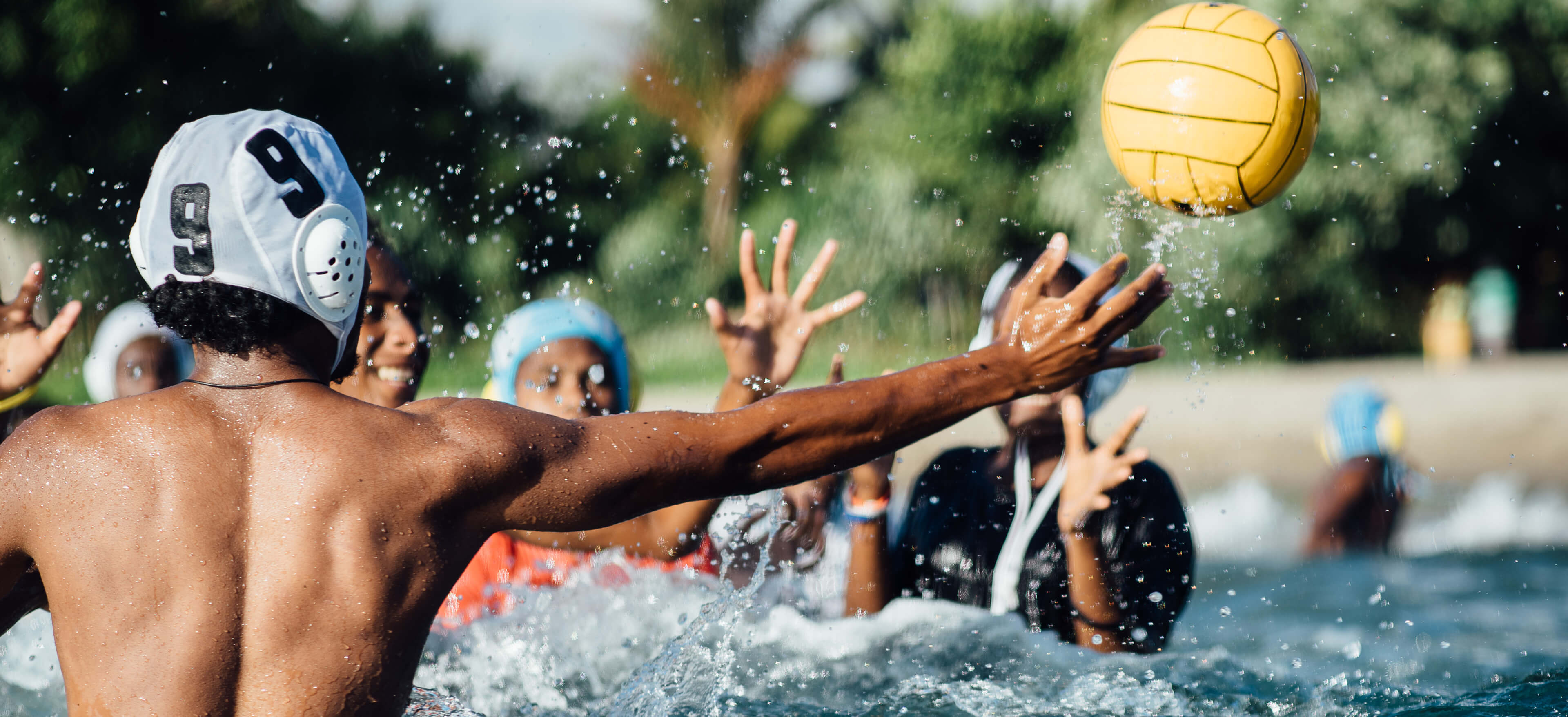 Girls and boys in Vanuatu play a non-contact version of beach water polo.