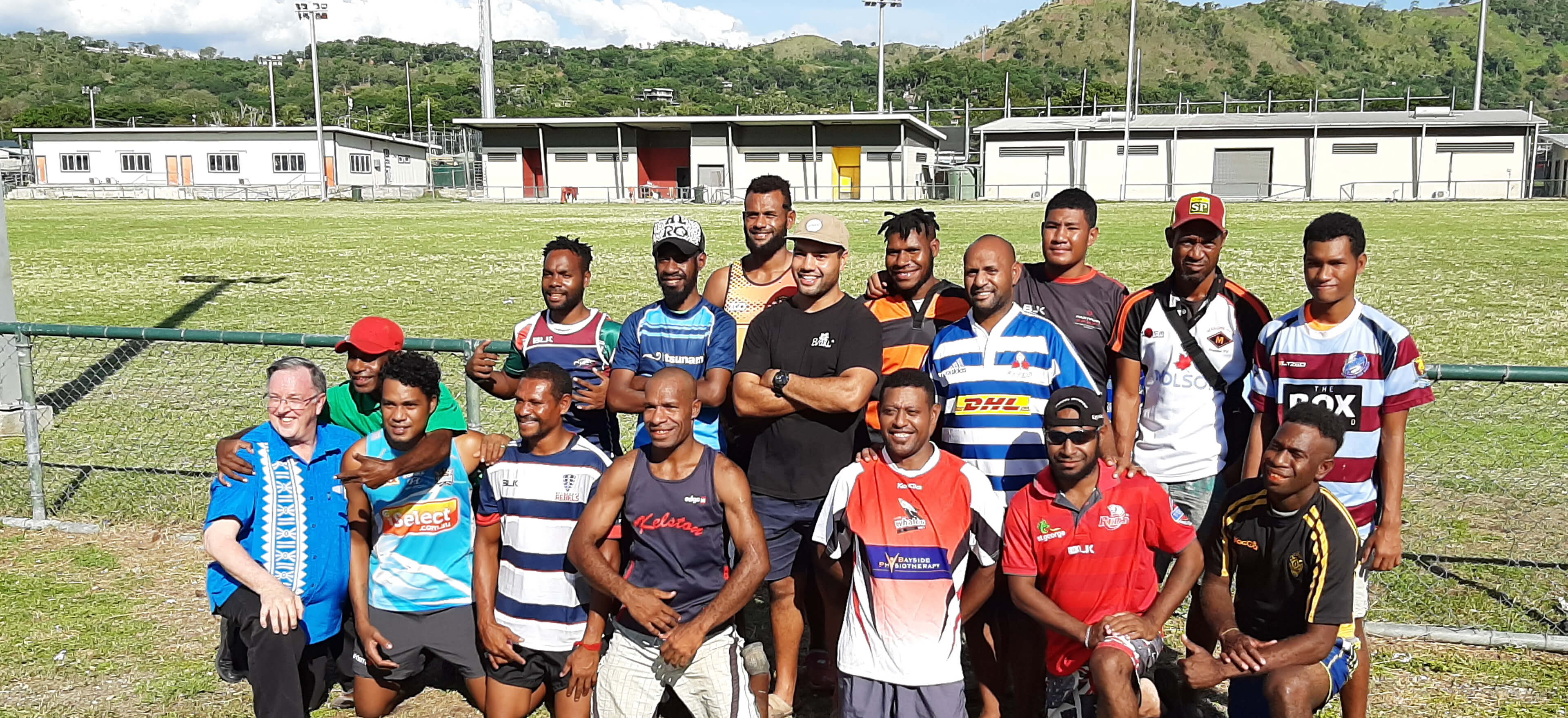 Happy rugby union team in Papua New Guinea