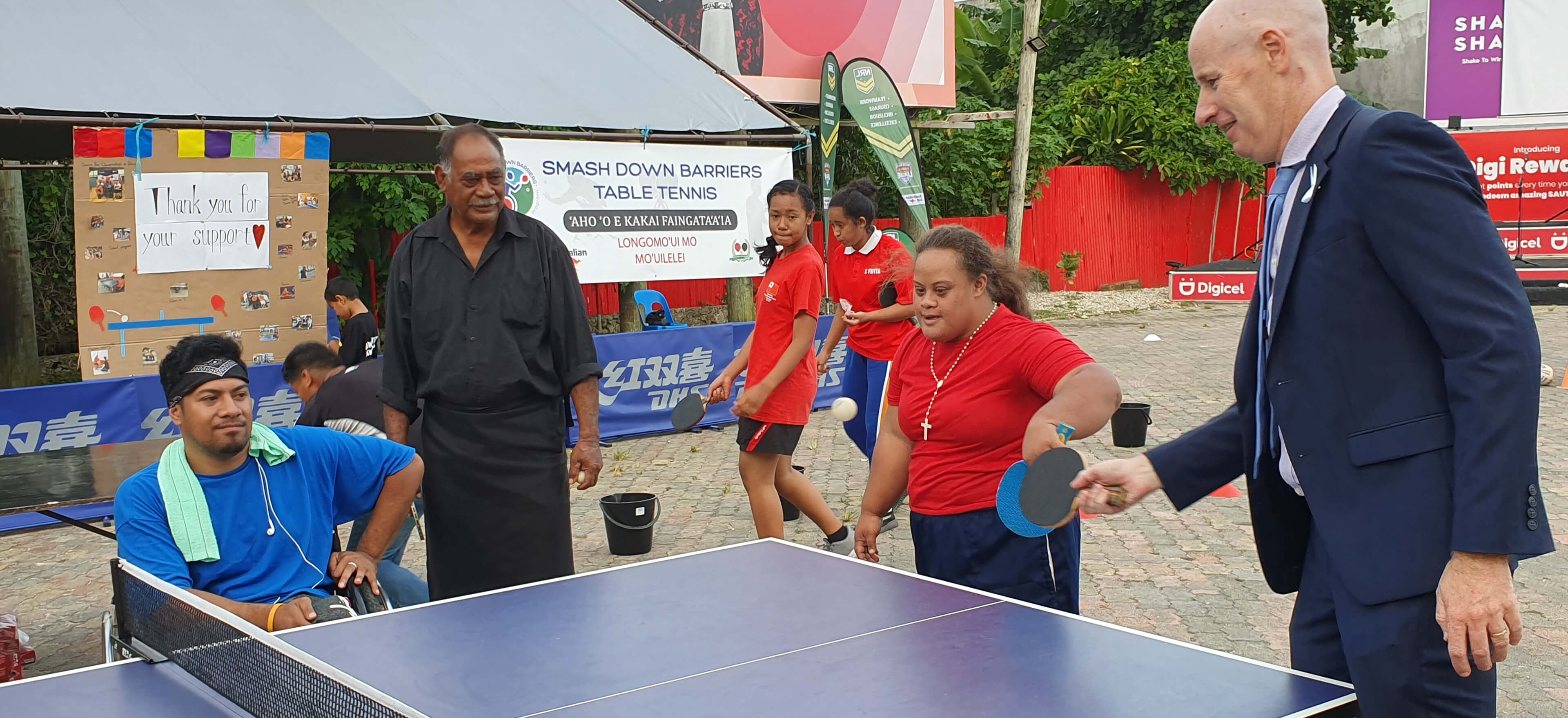 Enjoying a game of table tennis in Tonga