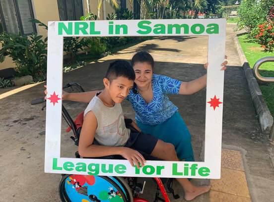 Young people of all abilities enjoying rugby league in Saoa 