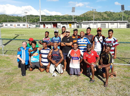 Happy rugby union team in Papua New Guinea 