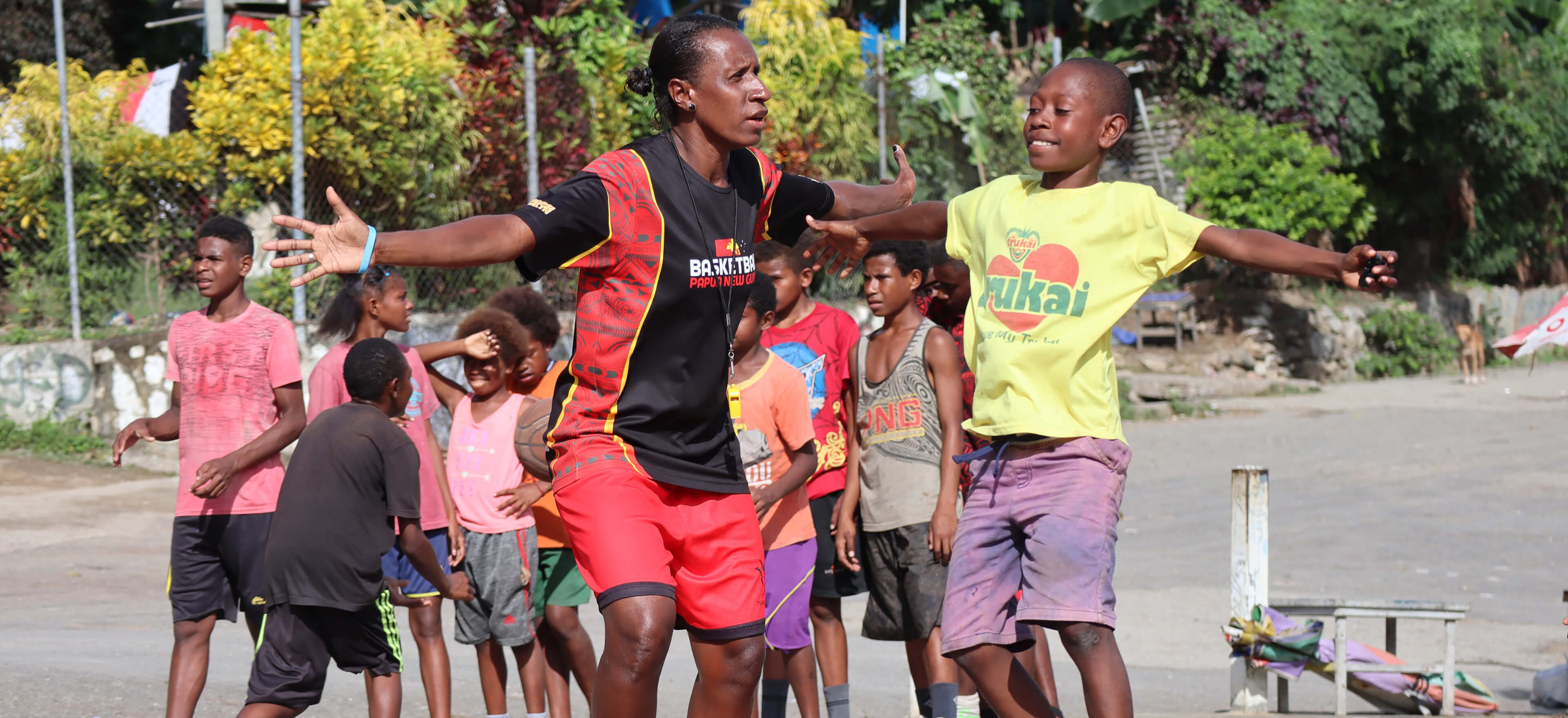 Basketball in action