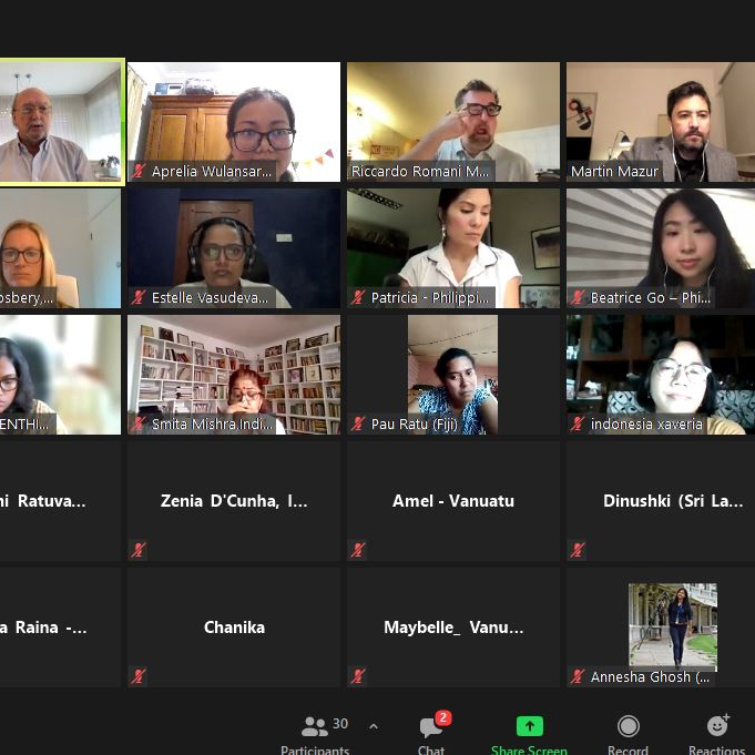 People on a video call attending a workshop