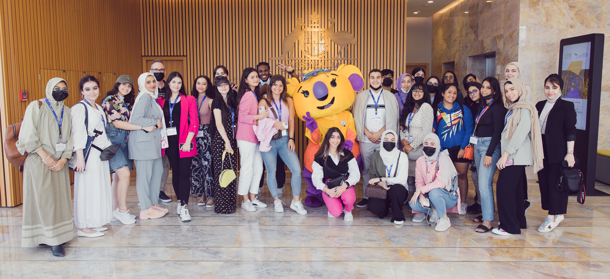 A class of students posing for a photograph