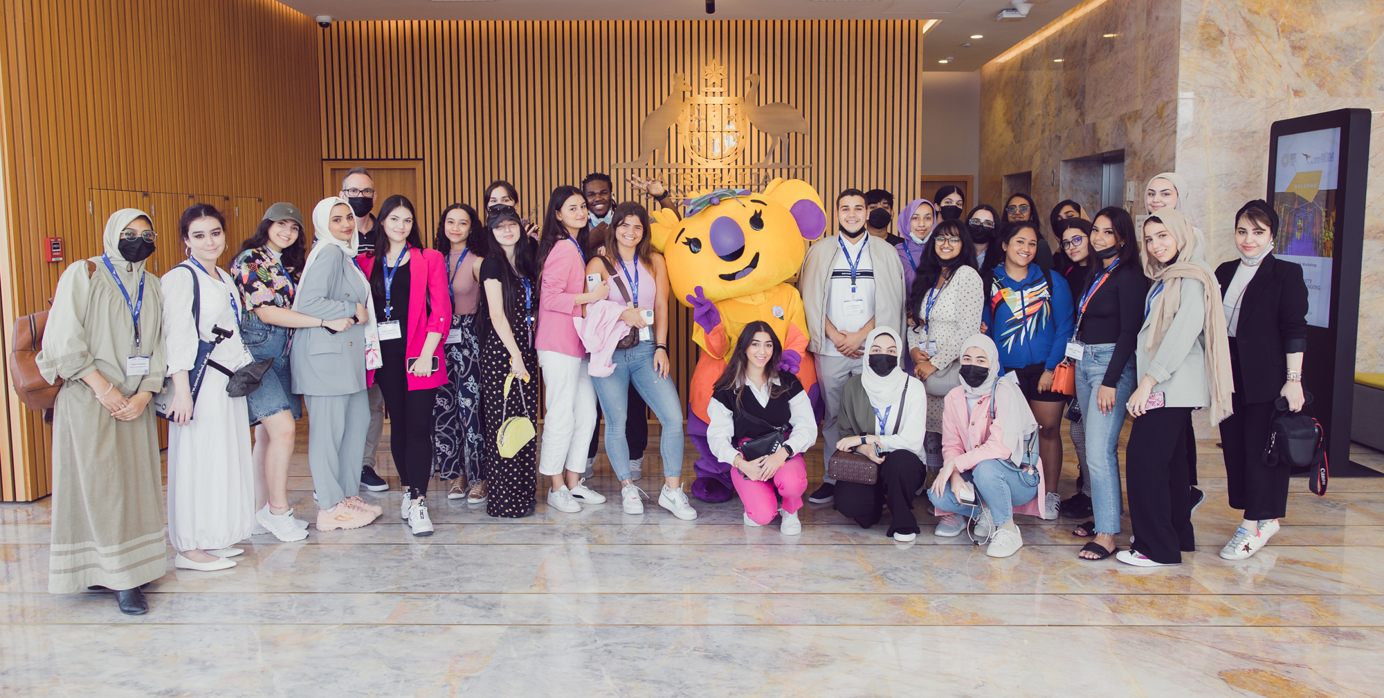 A class of students posing for a photograph
