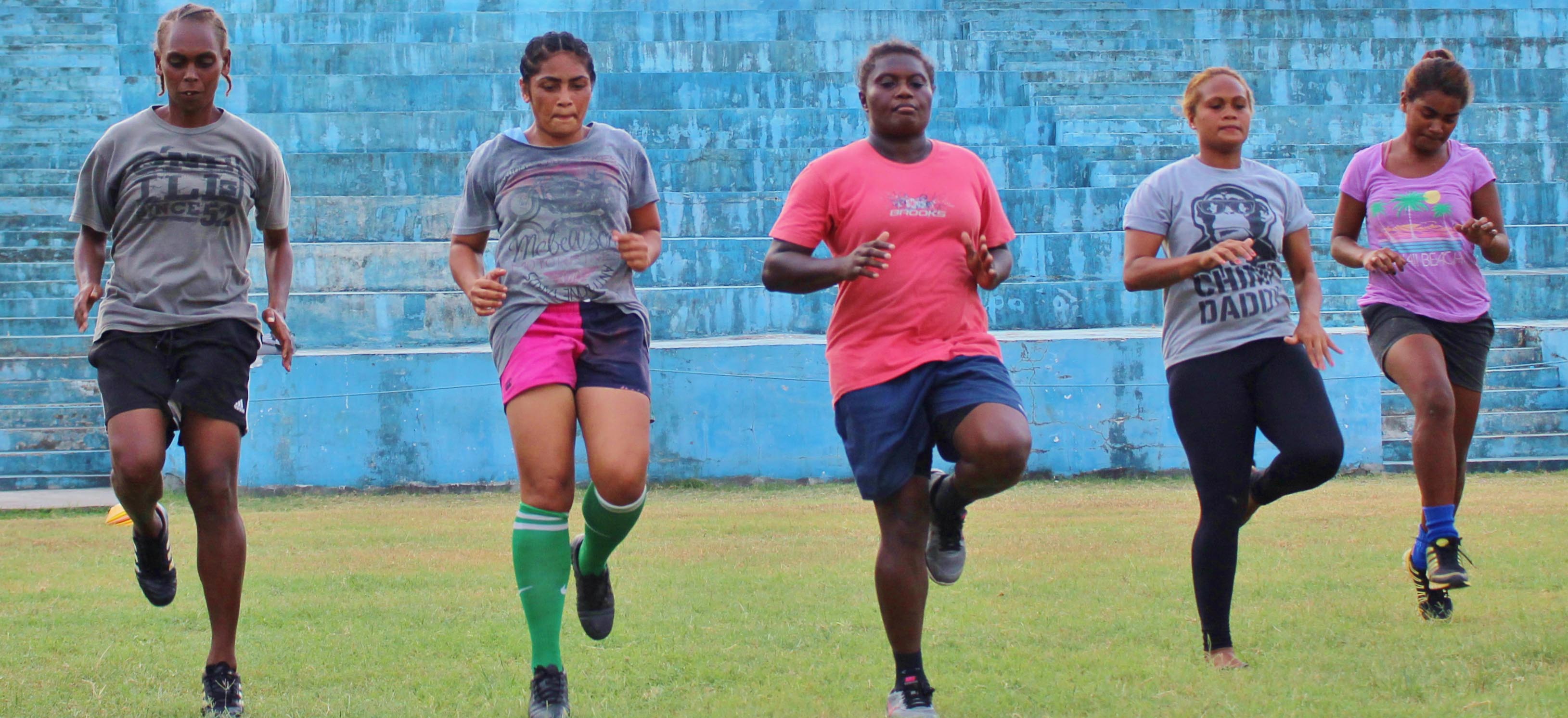 Sportswomen training in the Solomon Islands