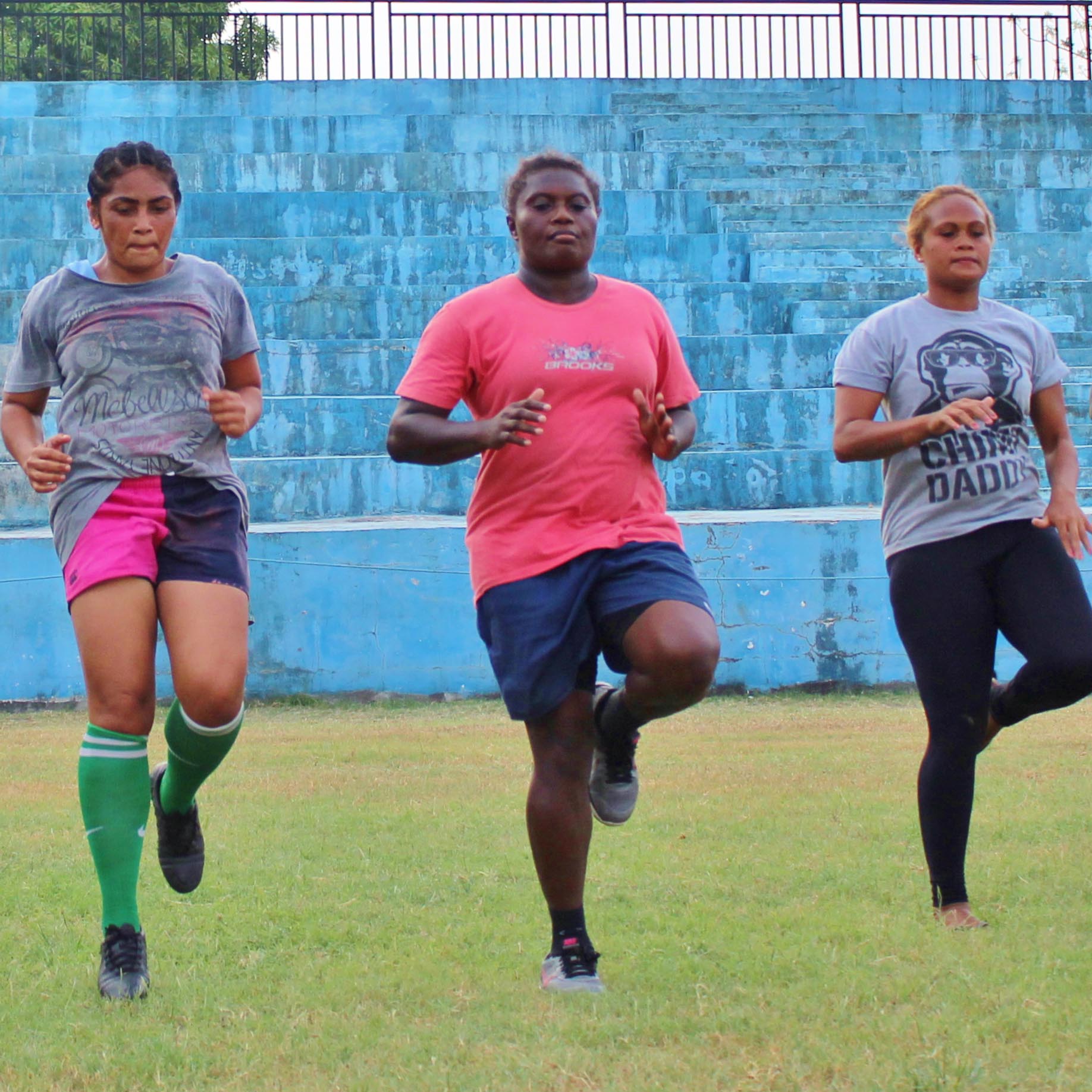 Sportswomen training in the Solomon Islands