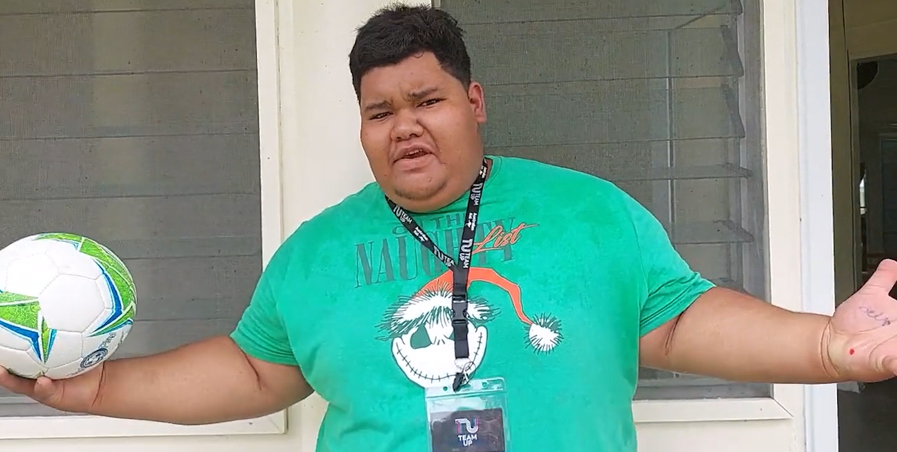 A man in Samoa speaking in a video