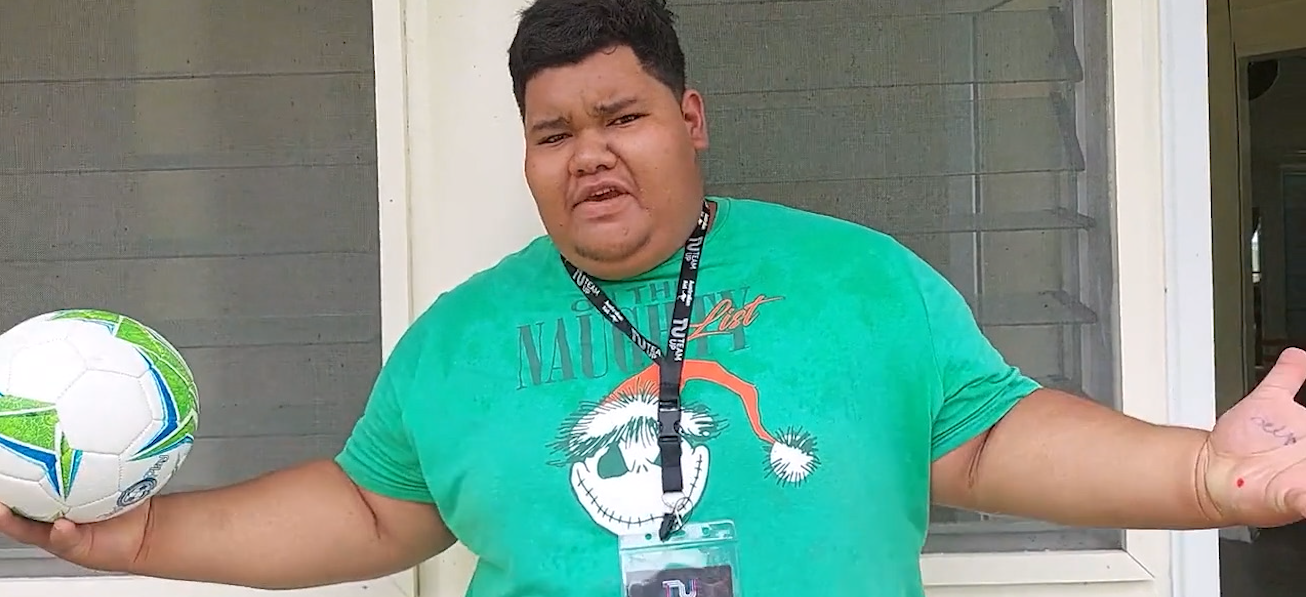 A man in Samoa speaking in a video