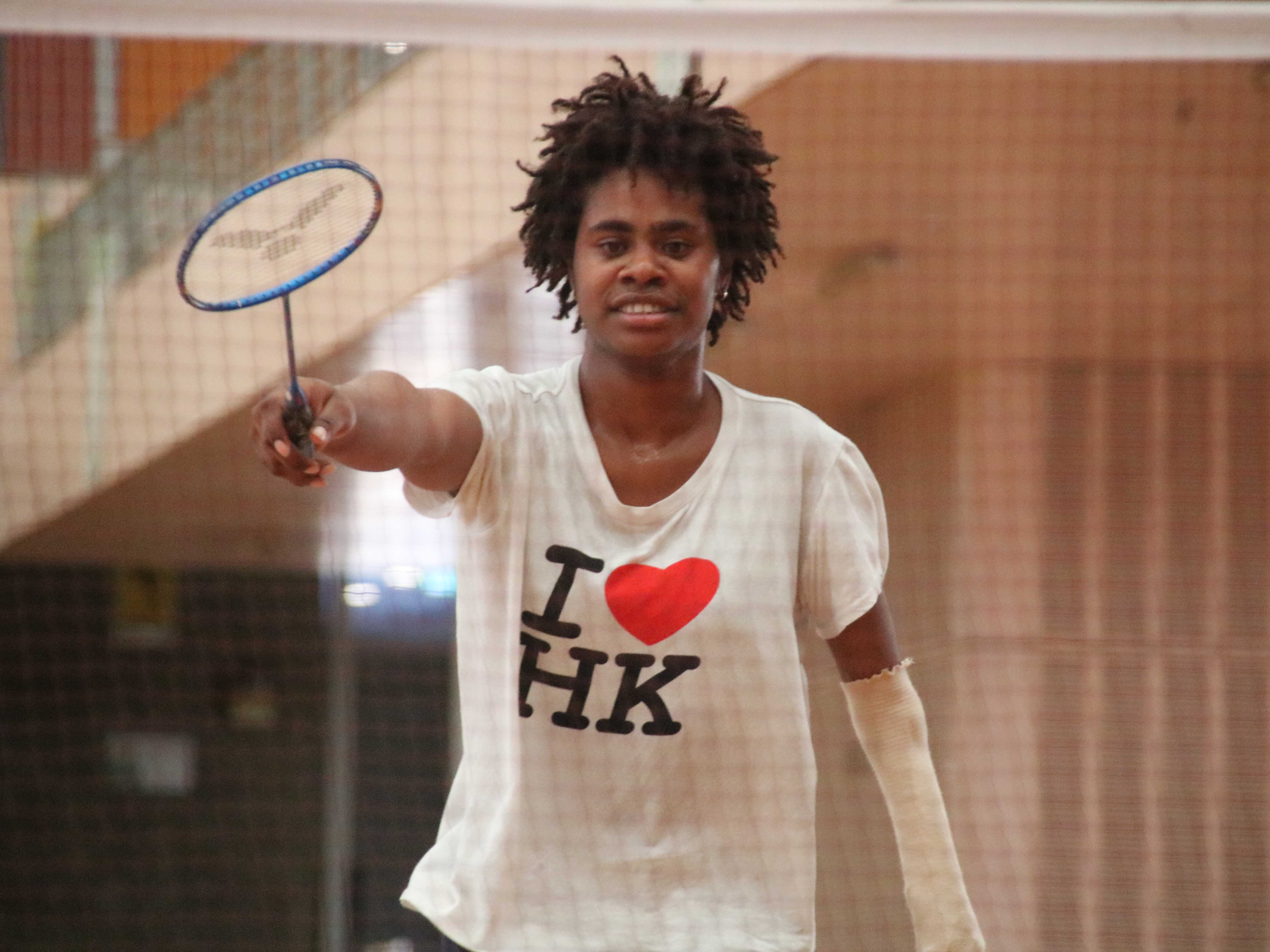A female Para-badminton player