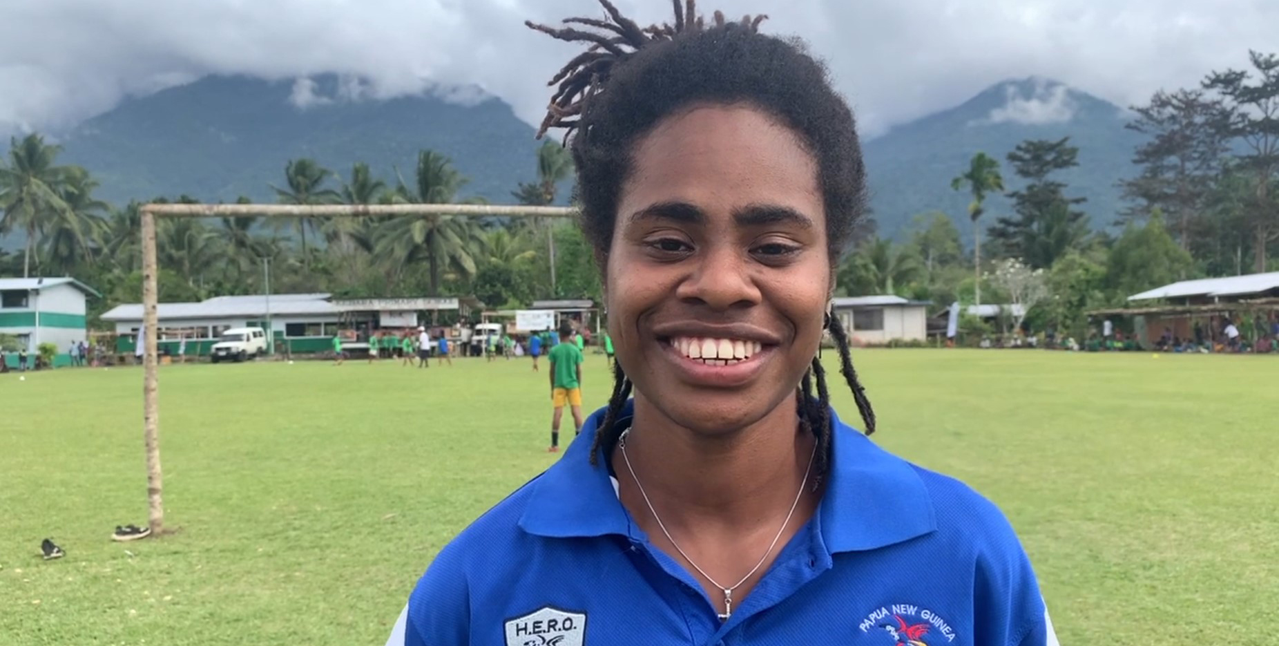 A woman delivering a sports program in Papua New Guinea
