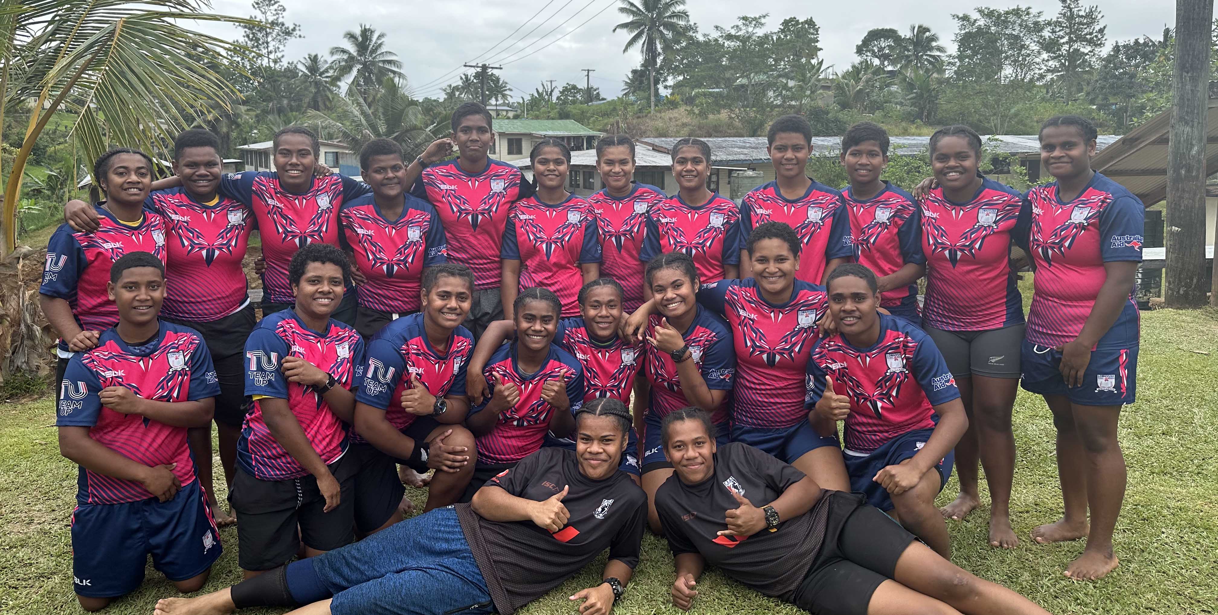 A girls' rugby league team in Fiji
