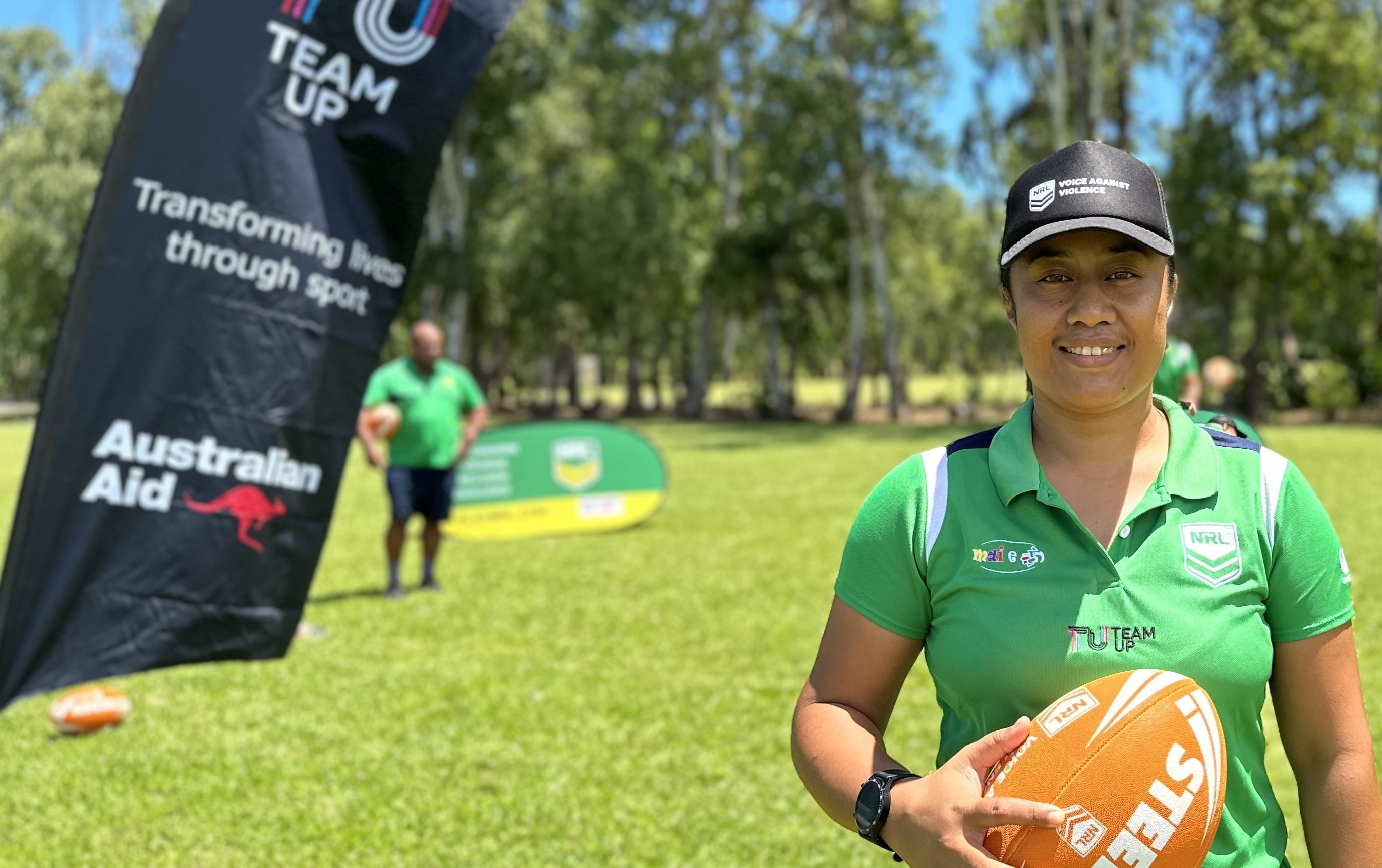 Lupe at the rugby league grounds 