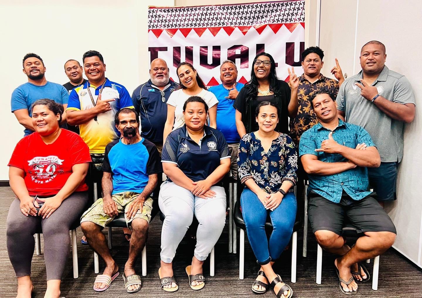 People in Tuvalu pose for a group photo