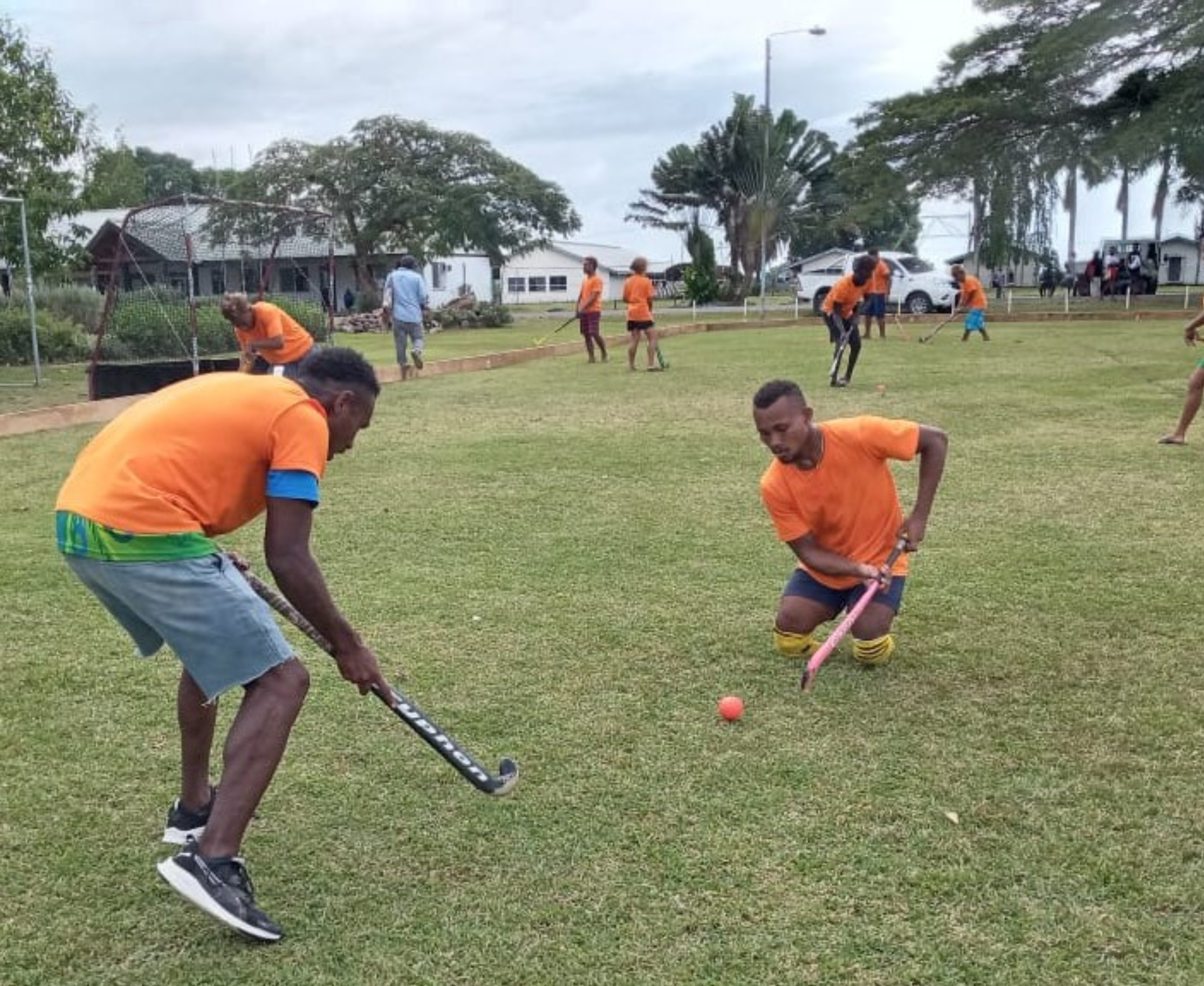 Para athletes playing hockey