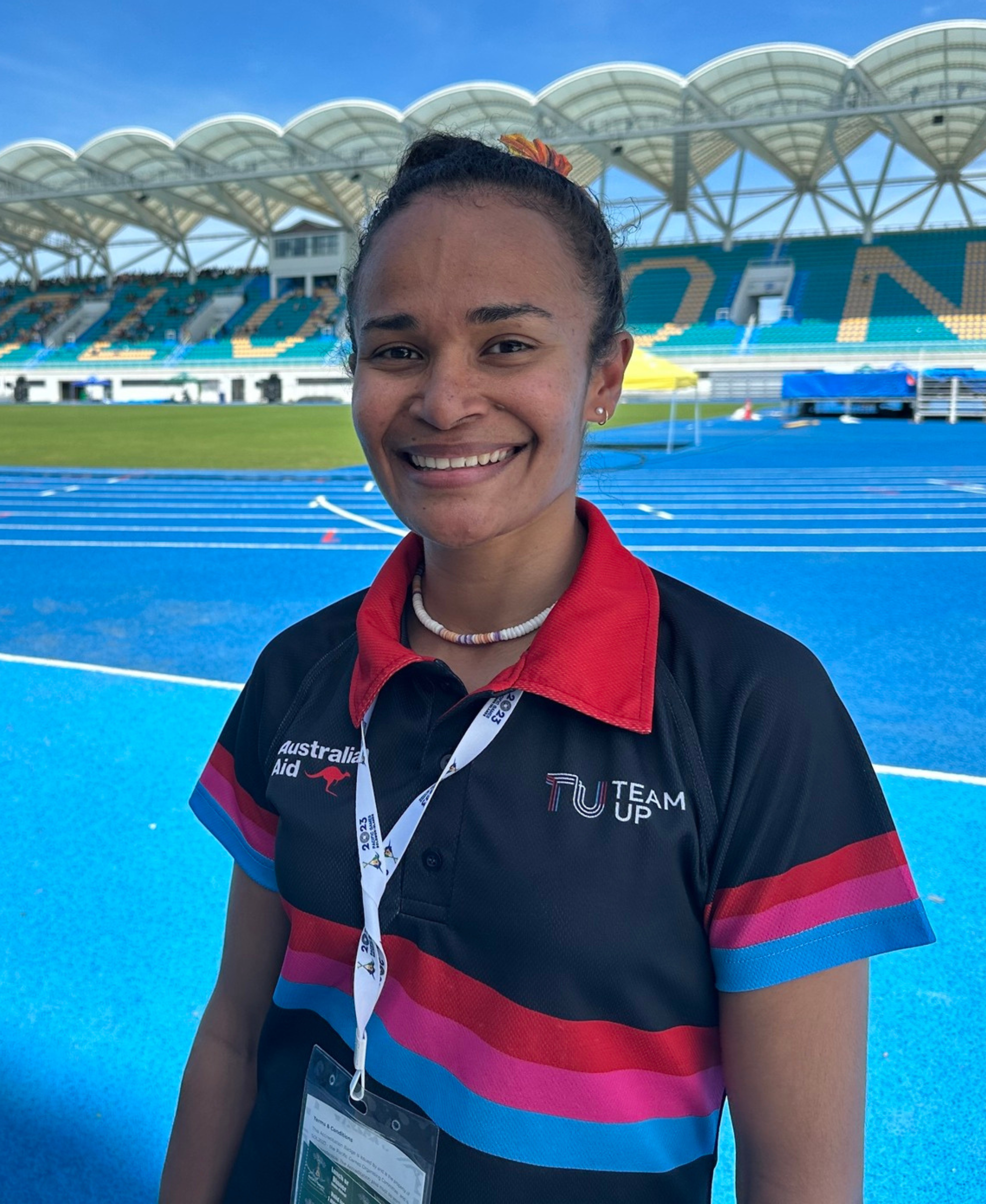 Woman in the stadium