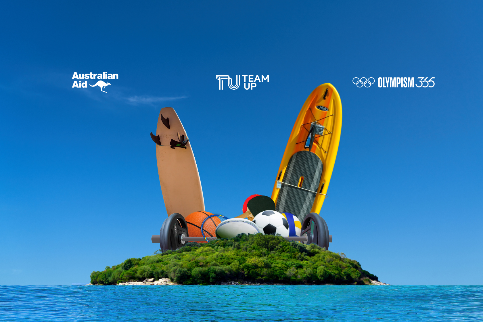 Sporting equipment on an island