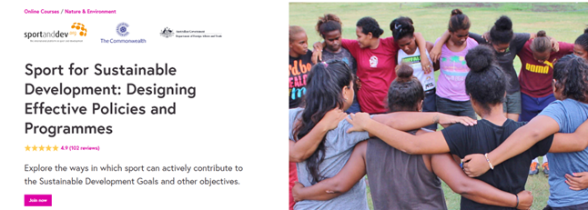 photo showing the landing page when registering to join the massive open online course (MOOC) Sport for Sustainable Development: Designing effective policies and programmes