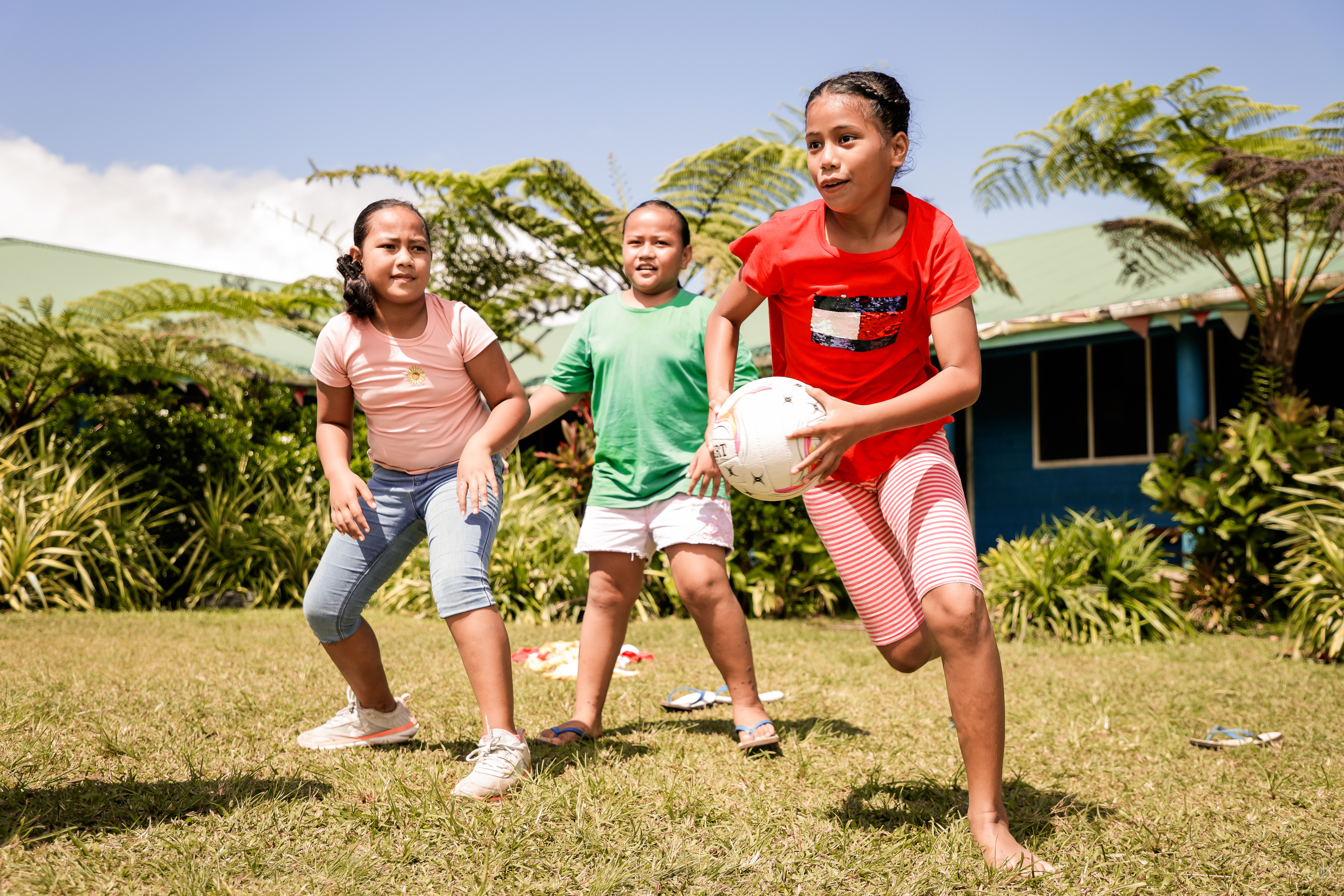 Young women playing netball in Samoa 